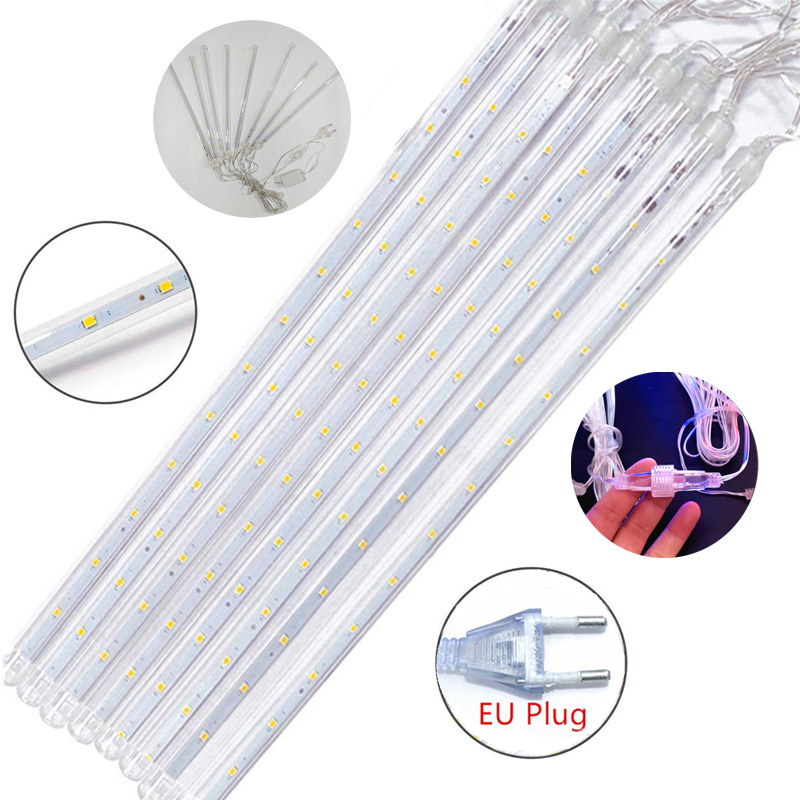 LED Meteorsc hauer Regen lichter EU Plug fallen Regentropfen Lichterkette Licht für Weihnachten Party Terrasse Dekor 30cm/50cm