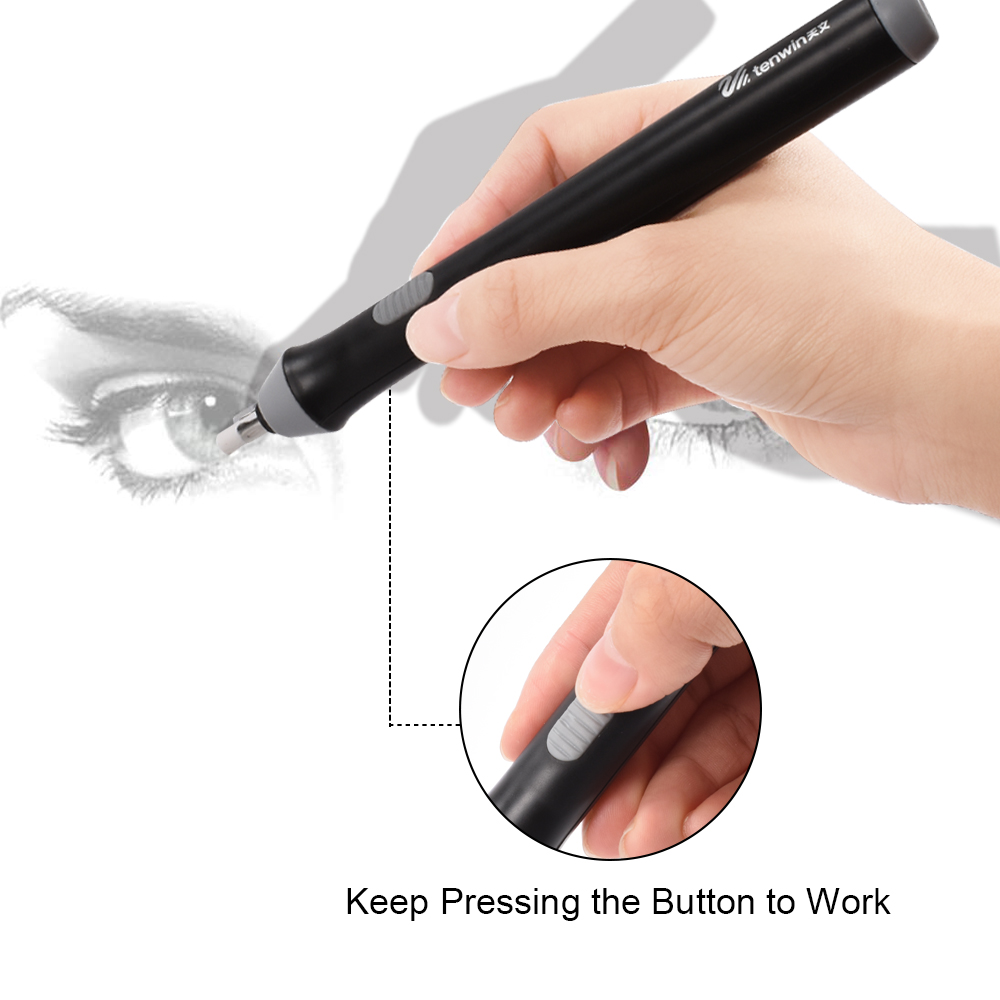 Verstelbare Elektrische Potlood Gum Kit Batterij Operated Hoogtepunten Wissen Effecten Voor Schets Tekening Met 22 Pcs Rubber Vullingen