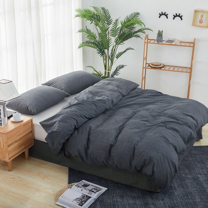 Yaapeet 1pc katoenen effen dekbedovertrek lichtblauw dekbedovertrek ademend warm bedbescherming zonder kussensloop