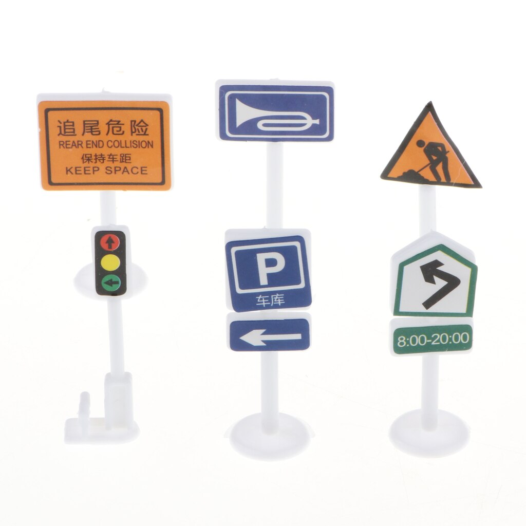 56 Pieces Street Signs Playset - Traffic Signs Figure Model for Children Pretend Play Game Car Vehicle Toy