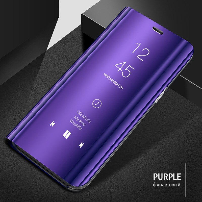 Funda lustro etui z klapką stojak pokrywa dla Xiaomi Redmi 7a etui Redmi uwaga 7 skóra Naomi Redmi7a Redmi7 A A7 książka zobacz telefon Roque: Redmi note 7 / Purple blue