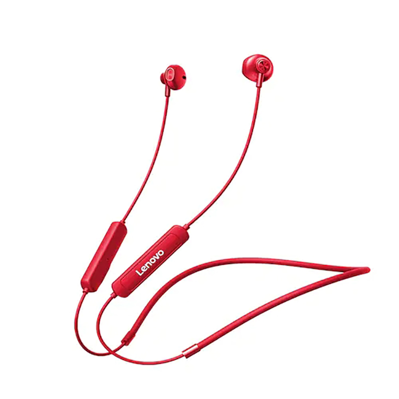 Lenovo-auriculares inalámbricos SH1 originales, cascos con Bluetooth 5,0, IPX5 resistentes al agua, magnéticos, con banda para el cuello, deportivos: Rojo