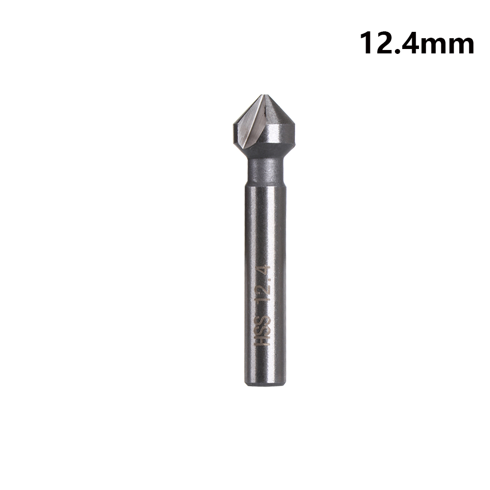 Outil de coupe de chanfrein à trois bords, métaux durs, poignée ronde, outils électriques à main, seau, foret d'évier, 6.3mm, 8.3mm, 10.4mm, 12.4mm, 16.5mm, 20.5mm: WHITE