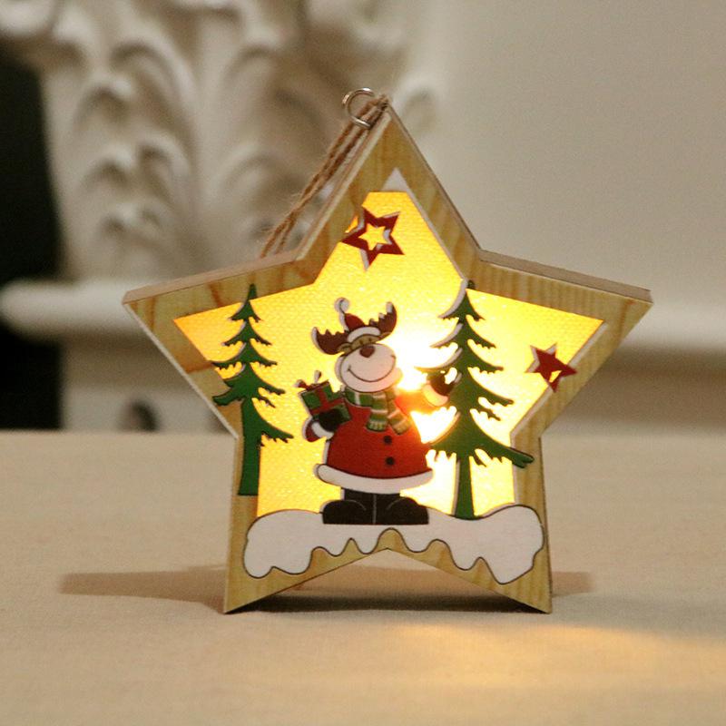 Glorystar jul xmas træ ornament træ glødende vedhæng dekoration rekvisitter: Stjerneelg