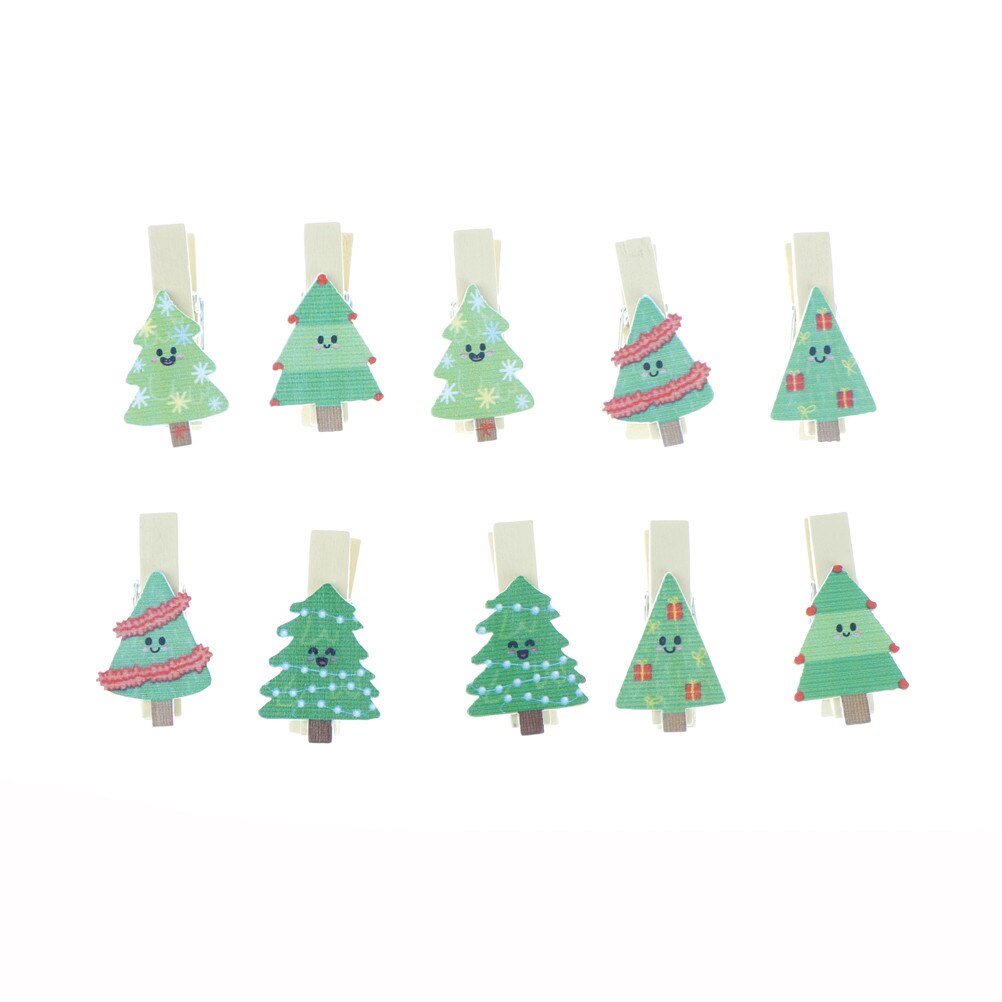10pcs/lot Kawaii Christmas Tree Wooden Clip Craft Pegs Cloth Photo Hanging Spring Clips Pinch Office School Supply