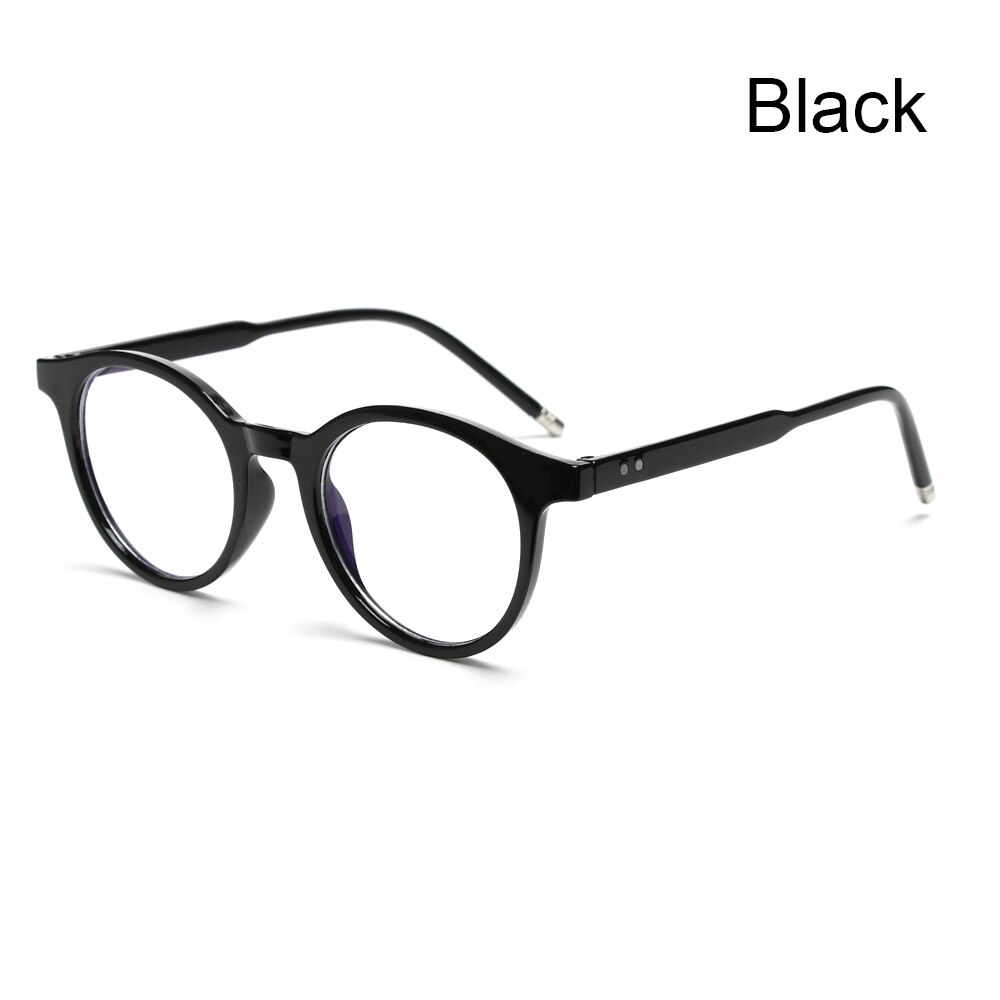 1 PC oeil bleu lumière bloquant lunettes ultraléger cadre rond optique lunettes cadres bloquant jeu plat miroir lunettes: 3- black
