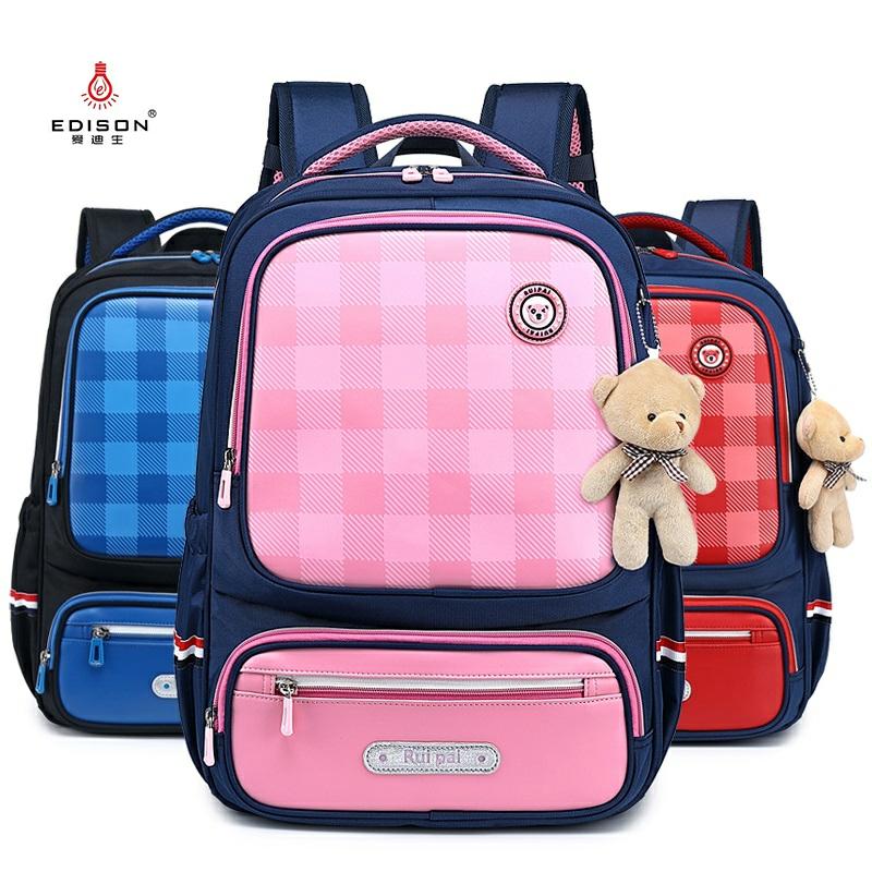 Edison Schulranzen Für Jungen und Mädchen Schule Rucksack freundlicher Rucksack freundlicher Taschen Wasserdichte Rucksack Mochila Senden Bär Anhänger