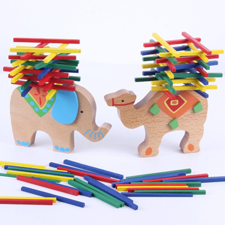 Leuke Olifant Kameel Balance Puzzel Speelgoed Kleurrijke Houten Stapelen Spel Ouder-kind Interactie Grappig Speelgoed Cadeau Voor Kinderen