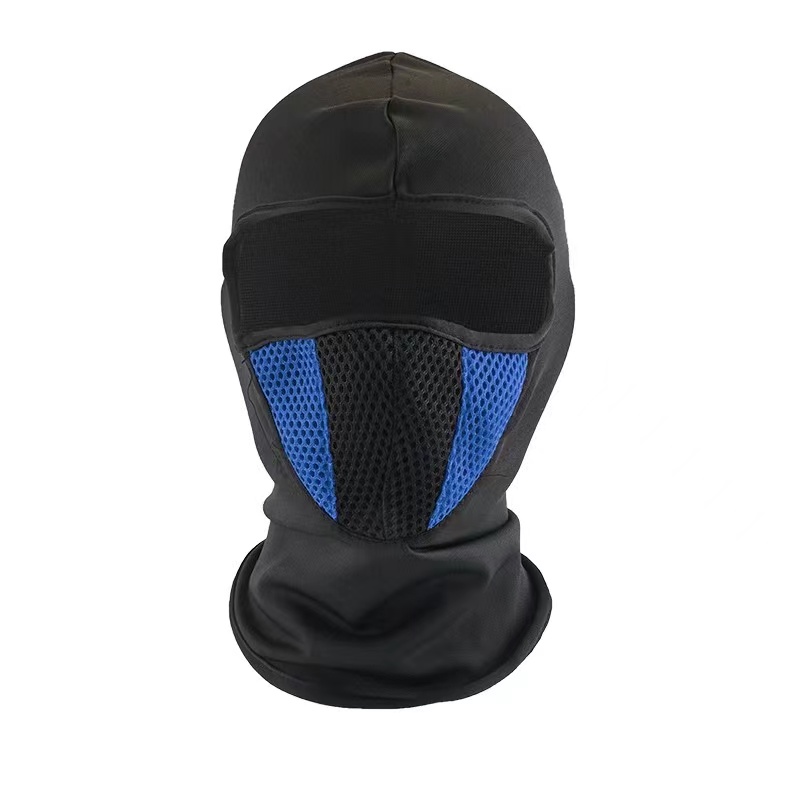 Full Face Mask Cycling Windproof Headgear Motorcycle Balaclava Breathable Outdoor Sports Men CS Mask Head Cover Hat: Blue