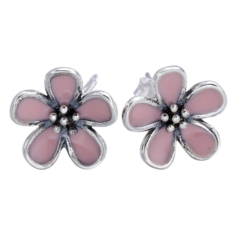 925 Argento sterlina Rosa Smalto Giardino Abbagliante Margherita Fiore di Magnolia Fiore Forget Me Not Orecchino di Modo Per Le Donne del Regalo Dei Monili: 2