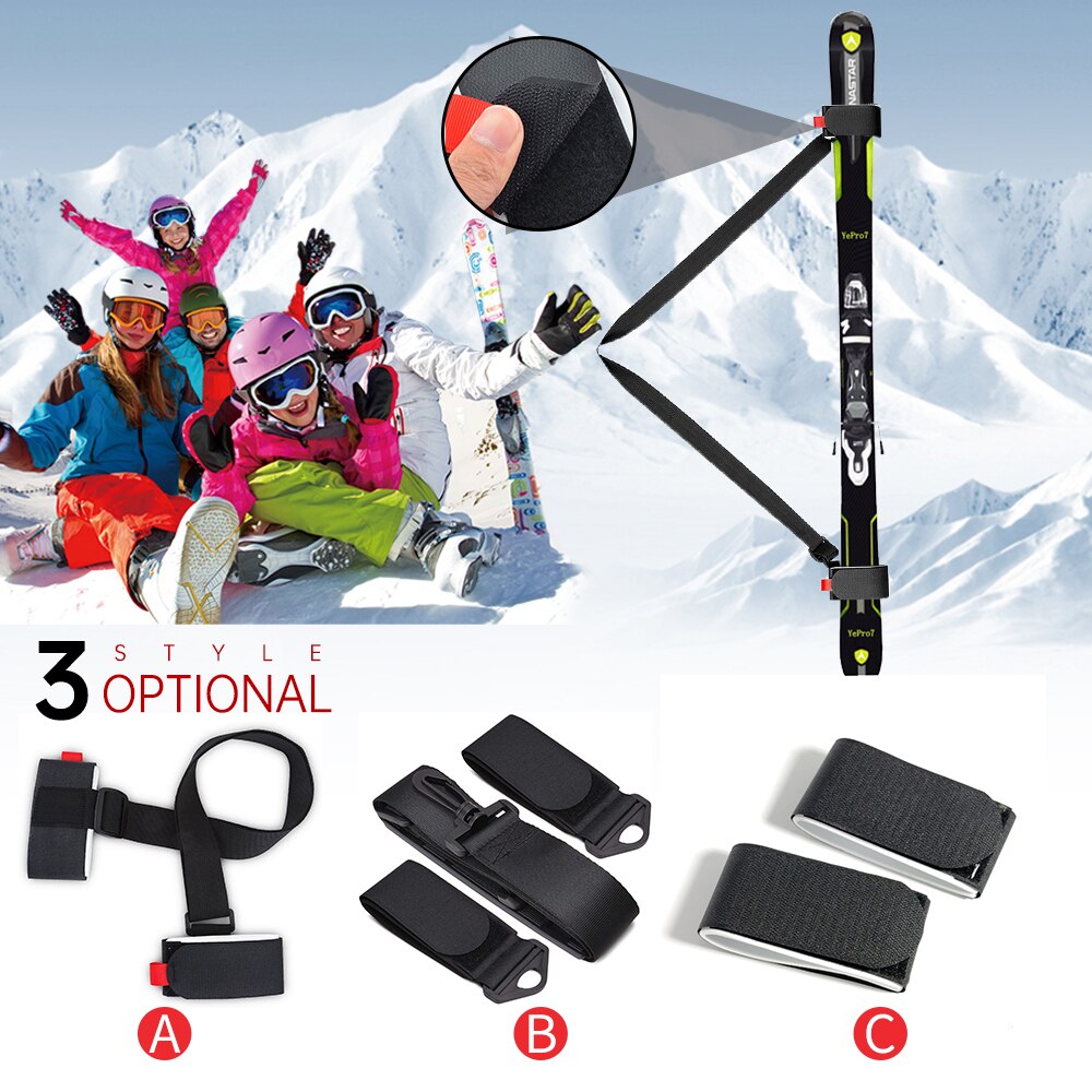 Nylon skitasker justerbar skistang skulder håndholder lash håndtag stropper porter krog løkke beskytter til ski snowboard