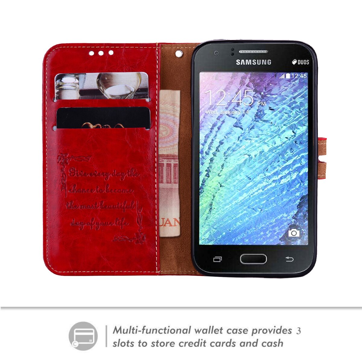 Lederen Case Voor Samsung J1 Mini SM-J105H J105F Bloem Flip Telefoon Cover Cases Voor Samsung Galaxy J105