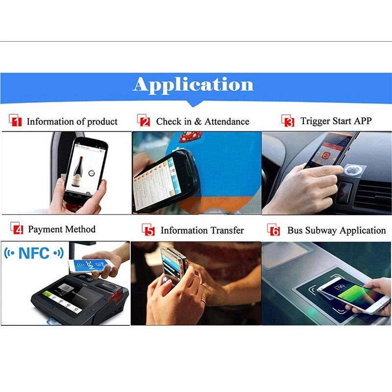 NFC Tag Ntag 215 Chip for Tagmo ,Work with All NFC Phone Device PVC Tags Waterproof 504 Bytes Chip Sticker,50 PCS