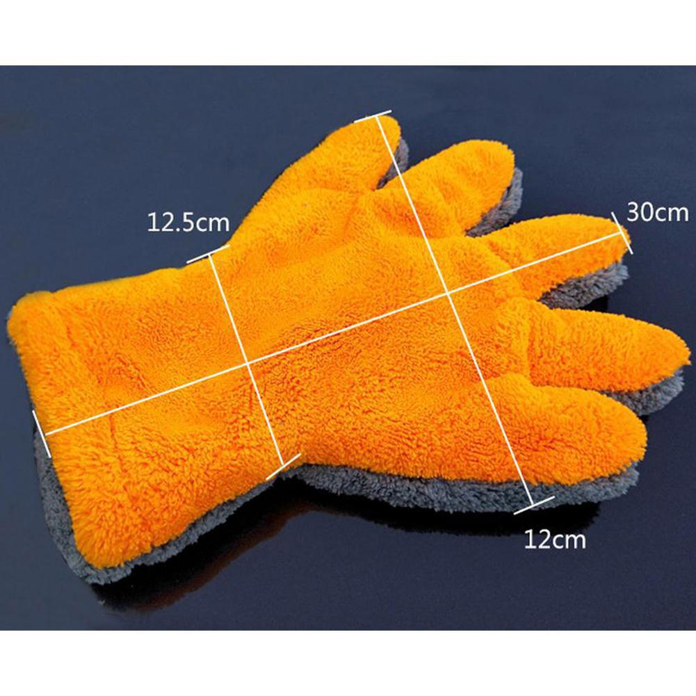 Doppel-seitige Korallen Vlies 5-Finger Handschuhe Multi-funktion Reinigung Handschuhe