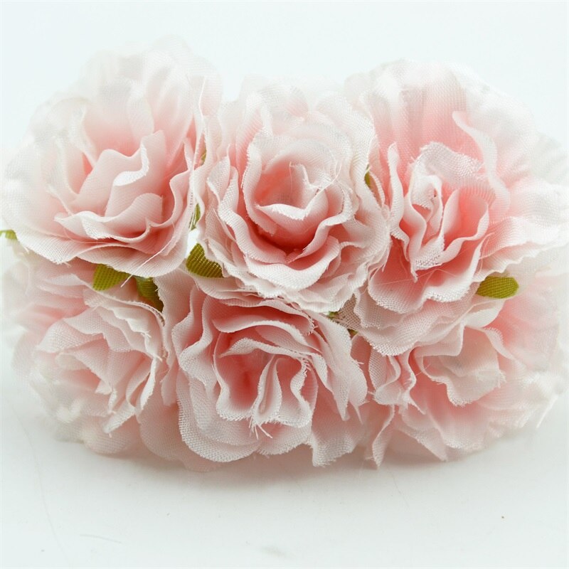 6 stuks van zijde handgemaakte kunstmatige boeket bruiloft decoratie familie tuin thee tafel vaas bloemstuk DIY walnoot decal: Pink