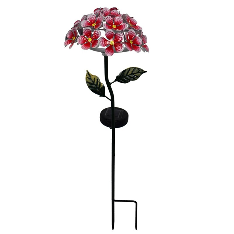 LED Solar Garden Light Artificial Hydrangea Simulation Flower Light Outdoor Lawn Landscape Stakes Lamps For Courtyard Decor: Red