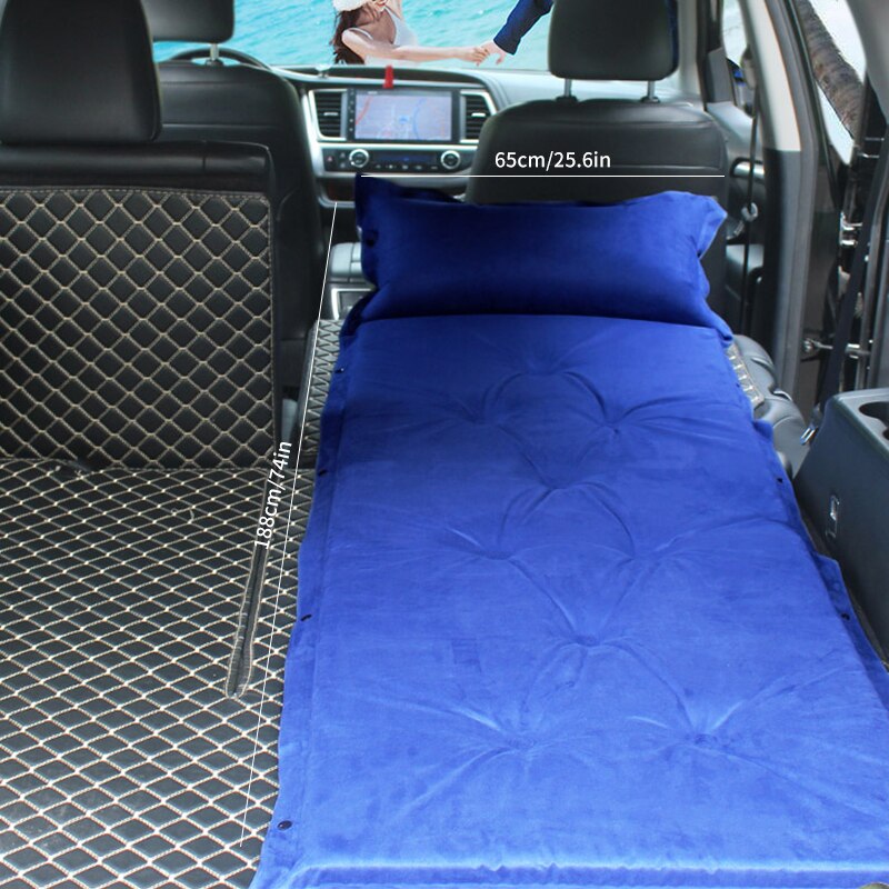 Shibu Automatic inflatable bed SUV dedicated car travel bed trunk air cushion off-road vehicle car mattress car bed: Single-blue