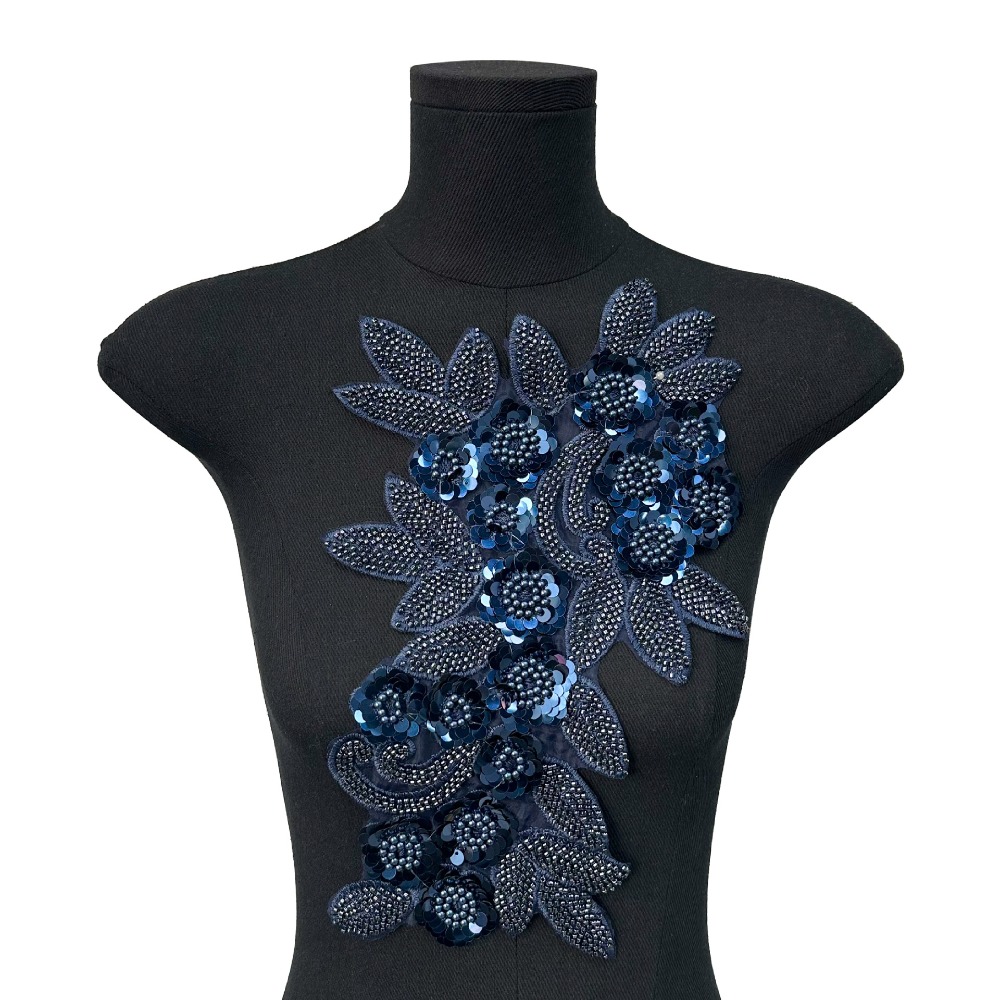 Parches bordados de flores con lentejuelas, flores tridimensionales, apliques exquisitos para ropa, parches elegantes desmontables para ropa DIY: Transparente