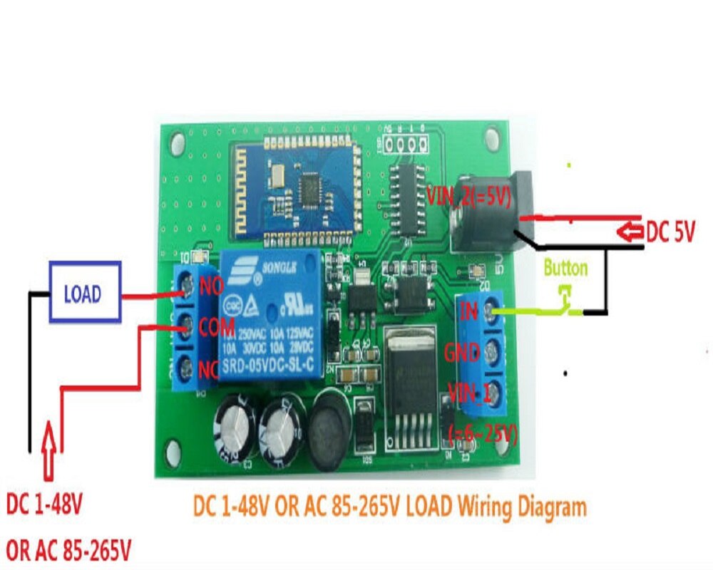 Module relais compatible avec bluetooth, application android, téléphone portable, télécommande, interrupteur, moteur, lumière led, maison intelligente, dc 5v 12v 24v