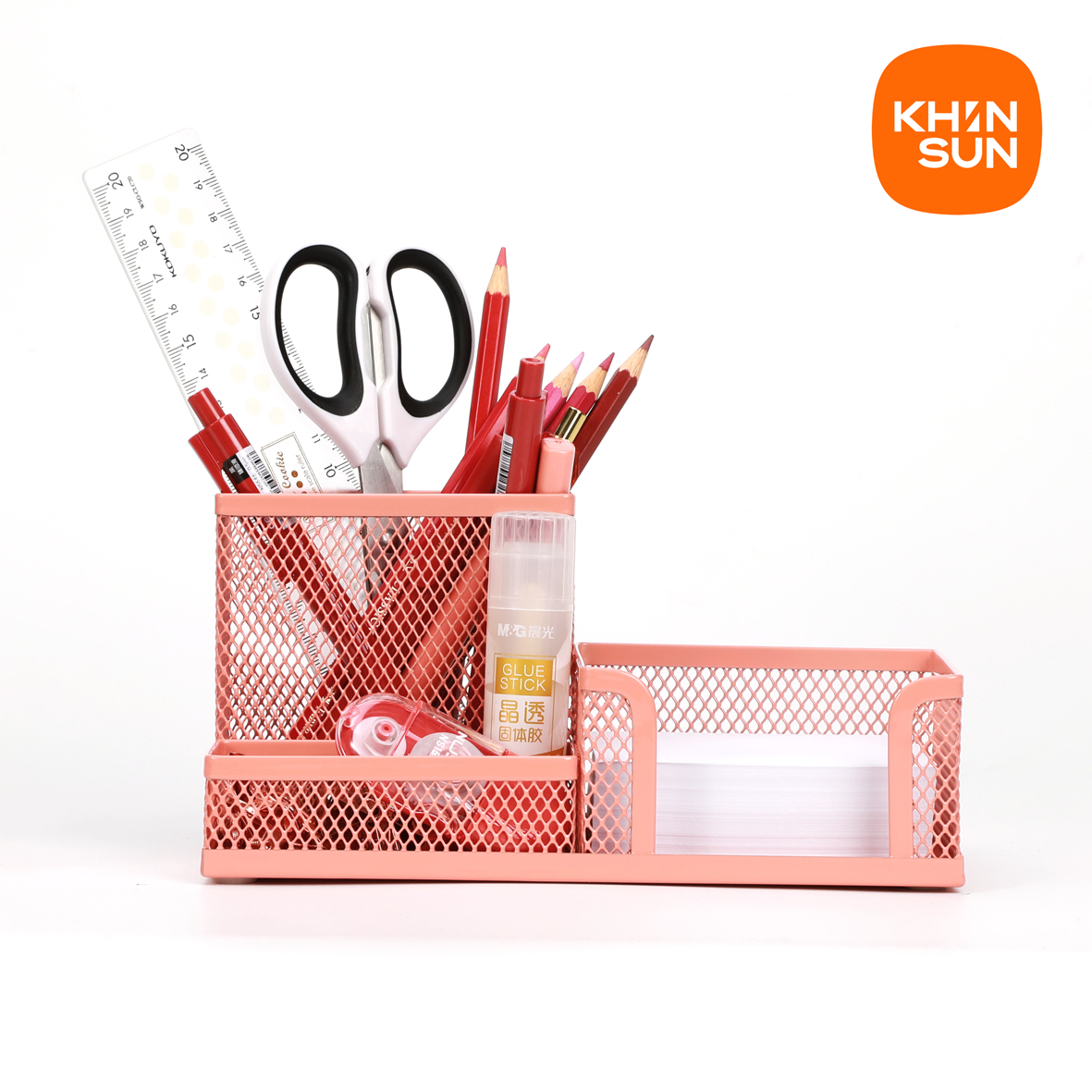 Mesh Desk Organizer Com Compartimento, Metal Office Storage Box, Suporte De Papelaria, Material De Escritório