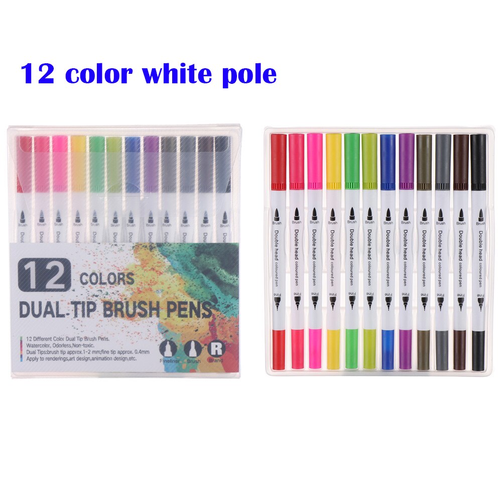 12/18/24/36/48/72/100Pcs/Pack Colors Double-Headed Watercolor Pen Color Marker Set Hook Line Pen Art Marker Pens School Supplies: 8