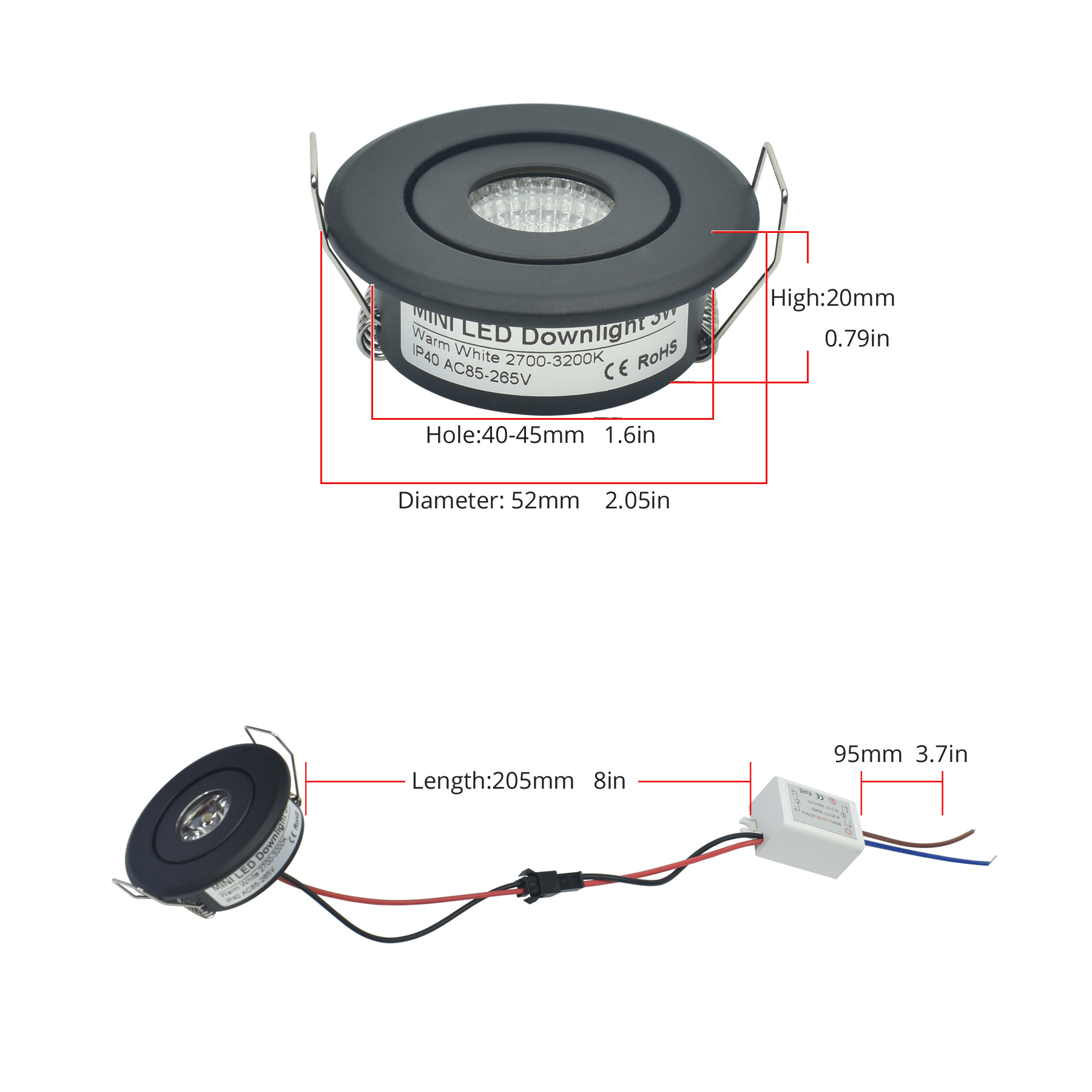 Mini LED Downlight Ceiling Spot Light COB 3W DIY Starry Sky Cabinet Lights Cut Home 40-45mm AC85-265V