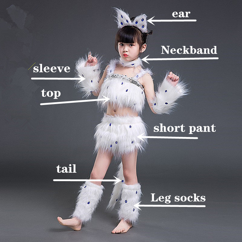 white cat cosplay for girls sexy cat girl cosplay costumes fox girl cosplay animal dance costumes for children halloween cosplay: XXL