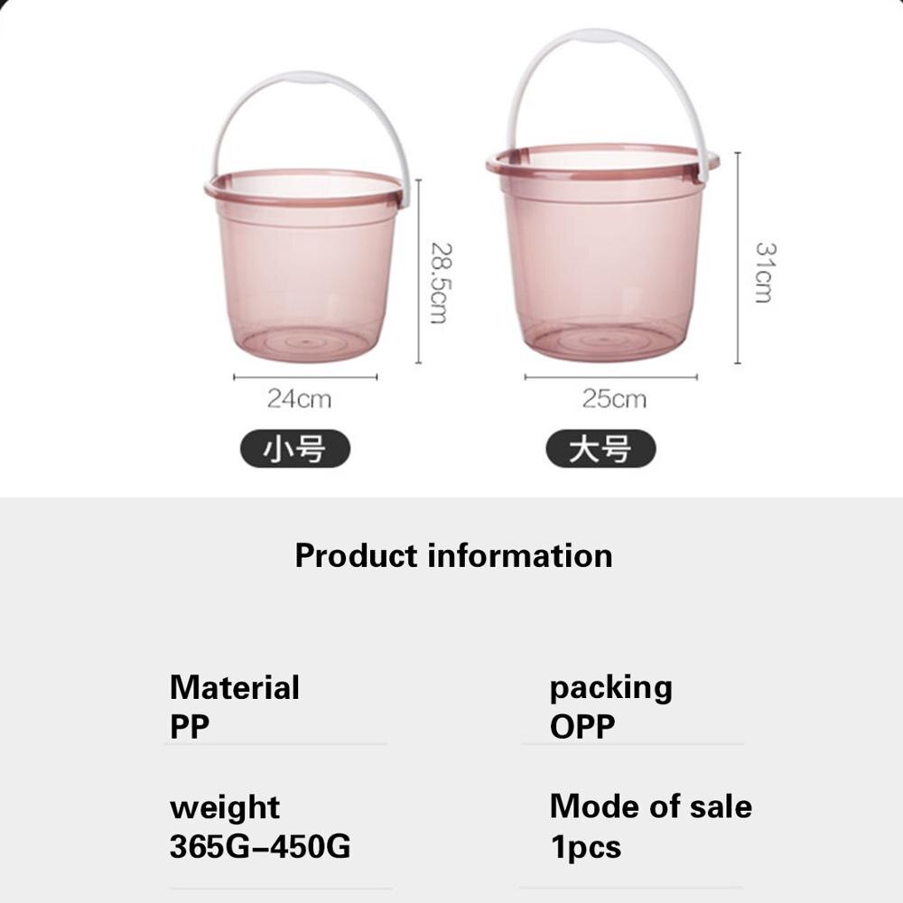 Plastic Bucket Bathroom Transparent Mop Buckets Water Container Sundries Storage Buckets Outdoor Fishing Car Wash Bucket