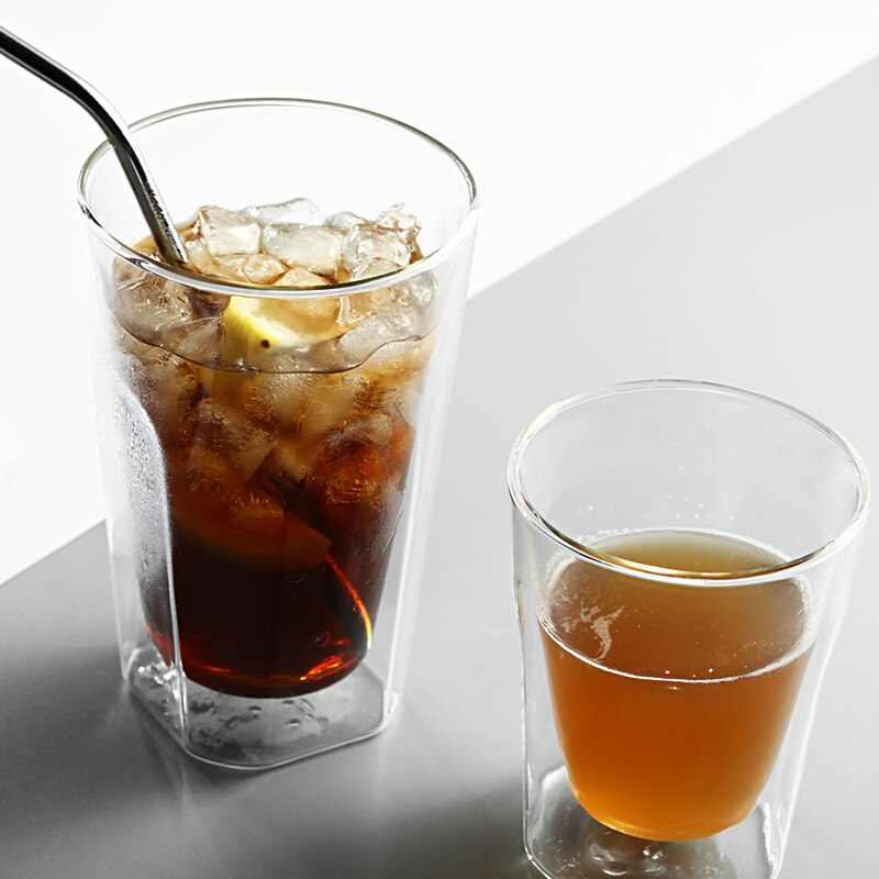 Suuri kapasiteetti kaksikerroksinen lasi, kylmä juoma lasi, maito teekuppi