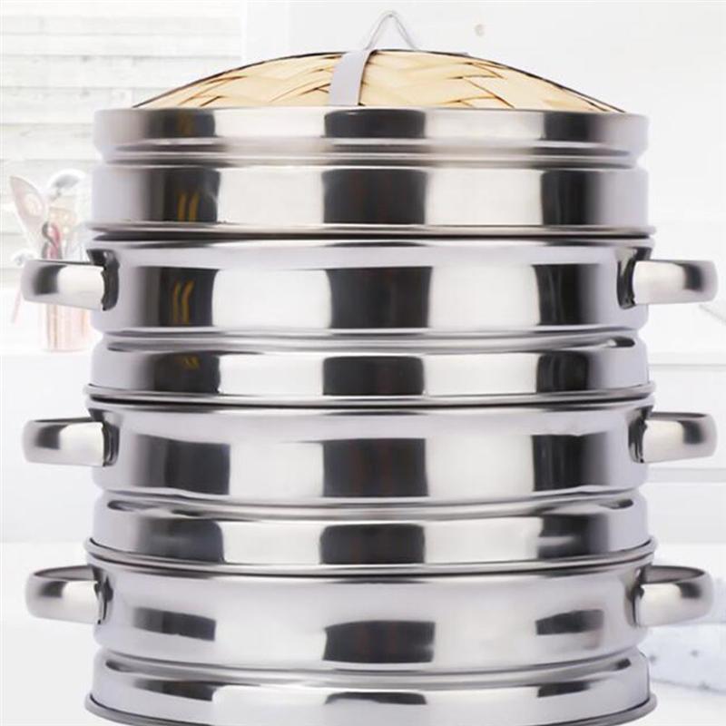 Boîte de vapeur portative de support de vapeur de fond de bambou de panier de cuiseur à vapeur de cuisine d'acier inoxydable pour la Machine de cuisson électrique de gaz
