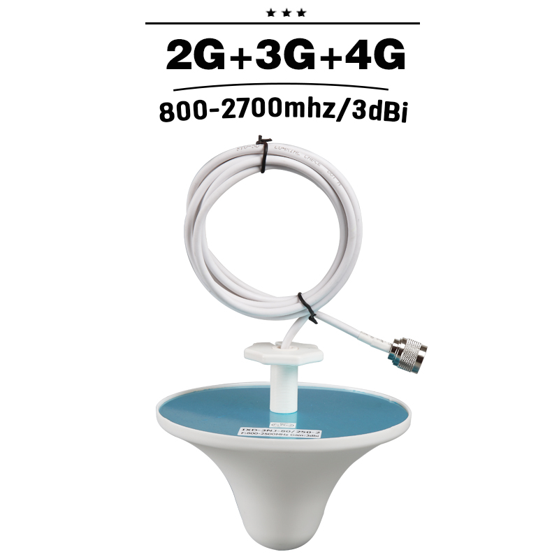 Ceilling Antenna800-2700mhz Indoor Gsm 2G 3G 4G N Connector 3dBi Met 2M Kabel Voor Mobiele Signaal booster 360 ° Omni Antenne