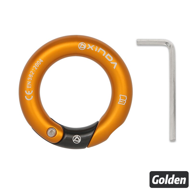 XINDA outdoor 23kN Openable Ring 7075 aluminium multi directional gated ring for climbing: Gold