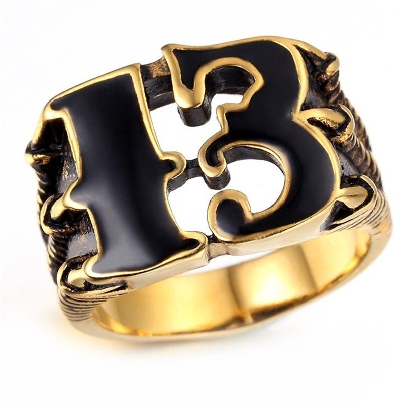 Classic Men's ring Lucky Number 13 Gothic Biker Dragon Claws Skull Stainless Steel Ring Vintage Punk Rings