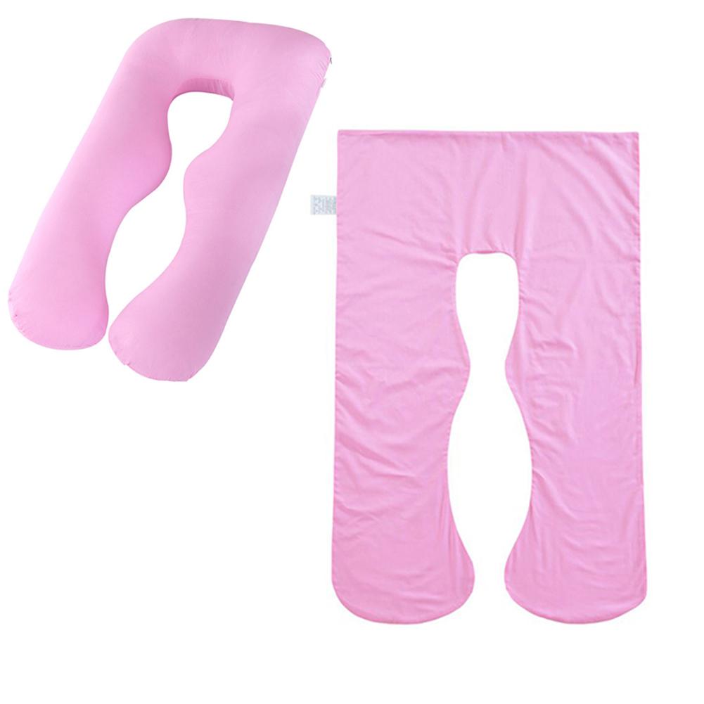Almohada premamá, funda de almohada de maternidad, fundas de almohada para embarazadas, 100% para dormir en la cama, cojín para dormir en forma de U de algodón: PINK