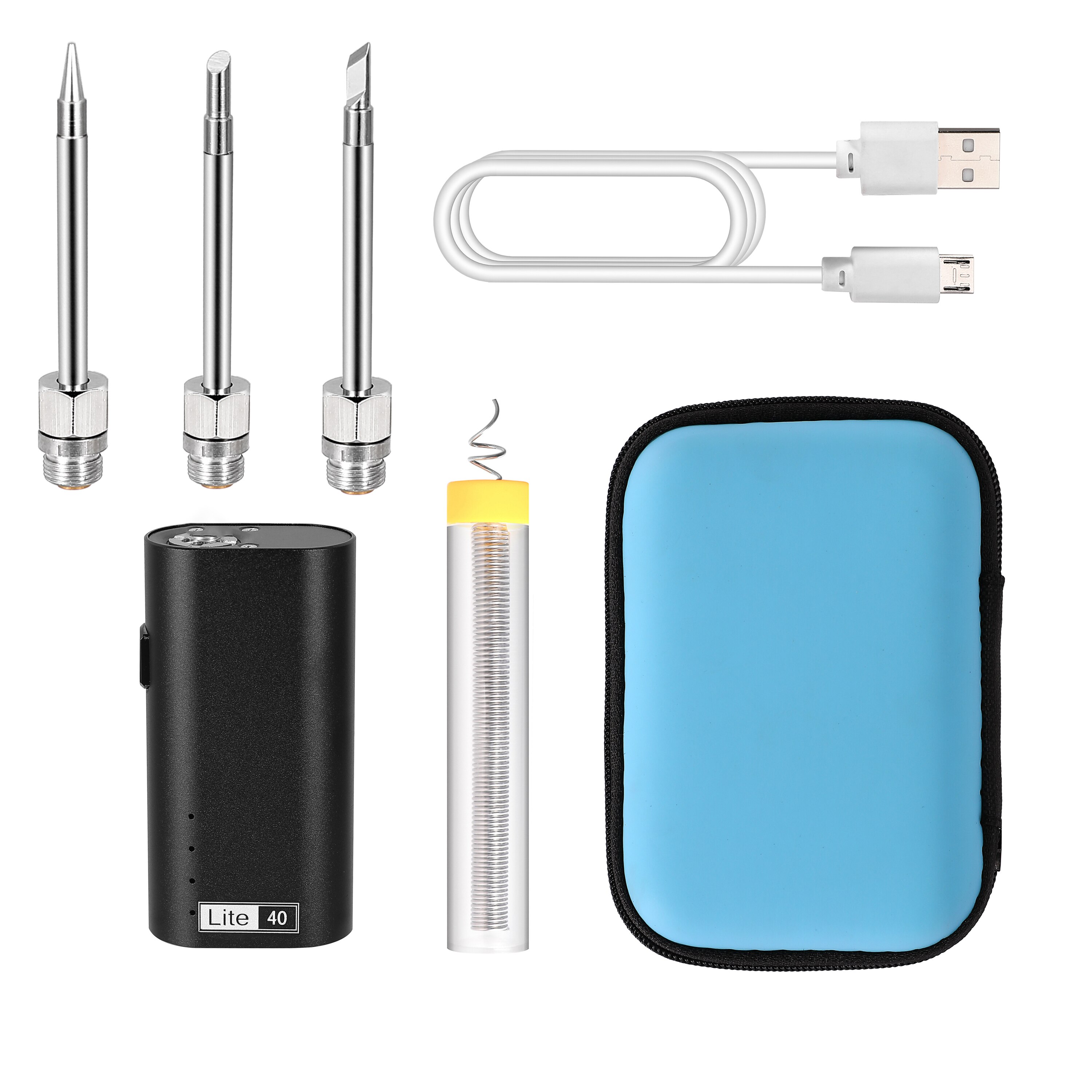 40W Battery Powered Soldering Iron with Usb Charge Soldering Iron with Soldering Wire Wireless Charging Solder Iron: black
