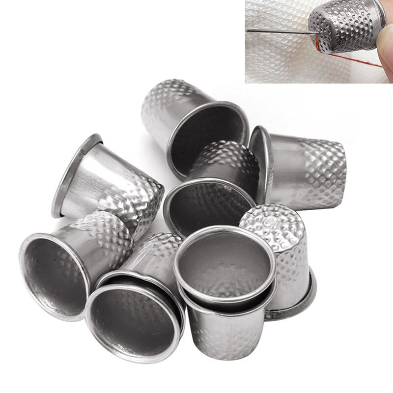 10 X Metalen Vingerhoeden-Vinger Naaien Grip Shield Protector Voor Pin Naald