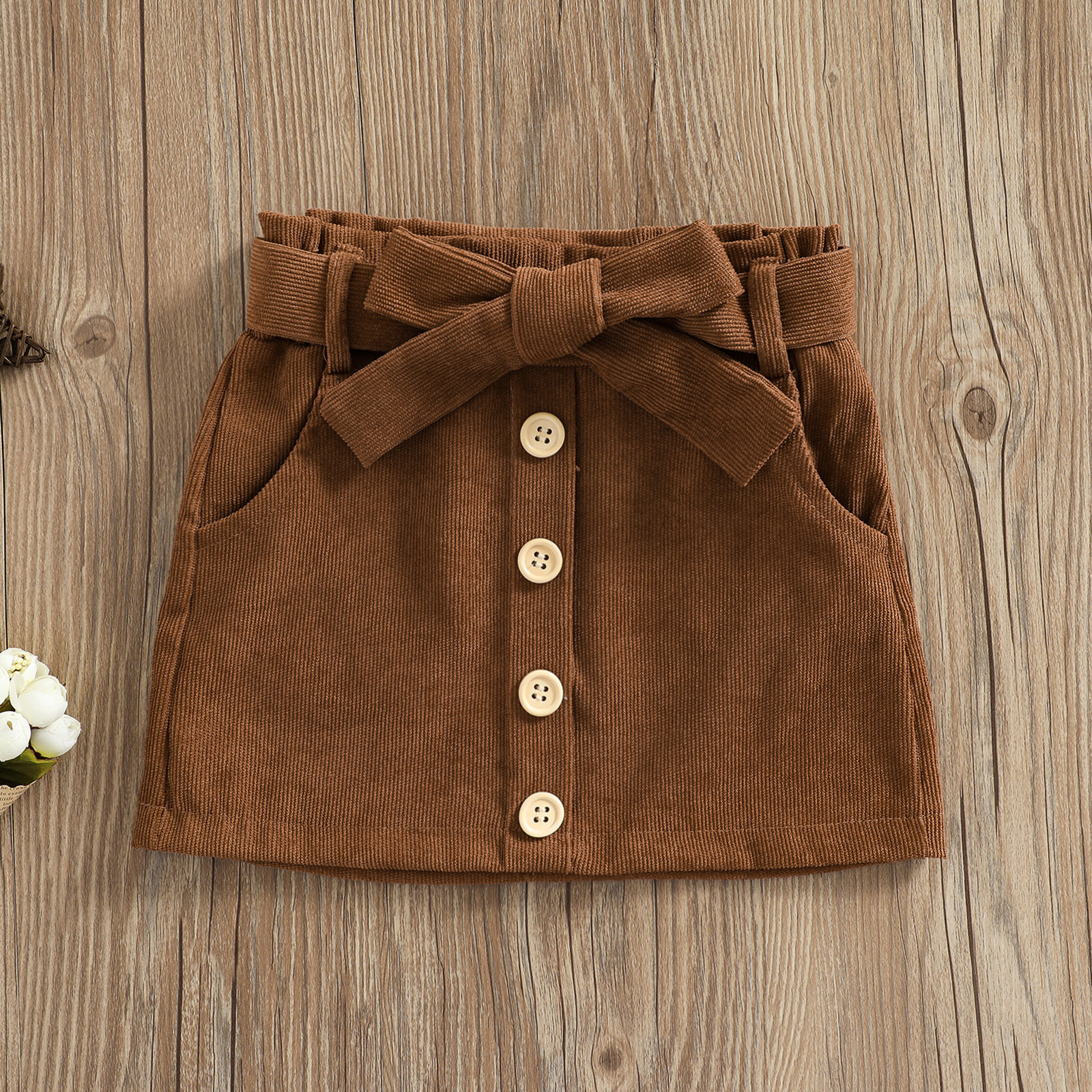 Ma y 1-6Y los niños chico bebé niñas faldas de pana arco Botón Línea faldas primavera otoño ropa D84