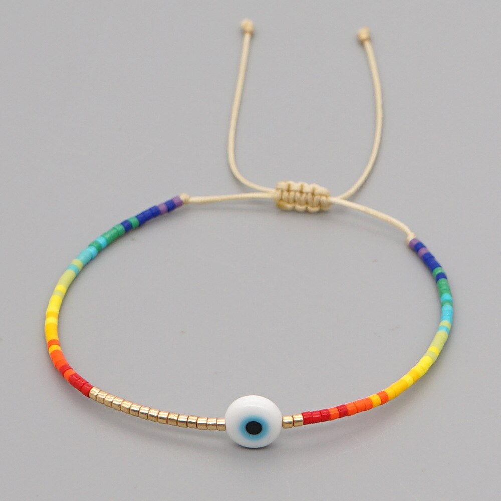Bransoletka z greckim oczkiem bransoletka z tureckim nazarem String proste bransoletki dla kobiet mężczyzn koraliki Miyuki biżuteria Pulsera mal de ojo