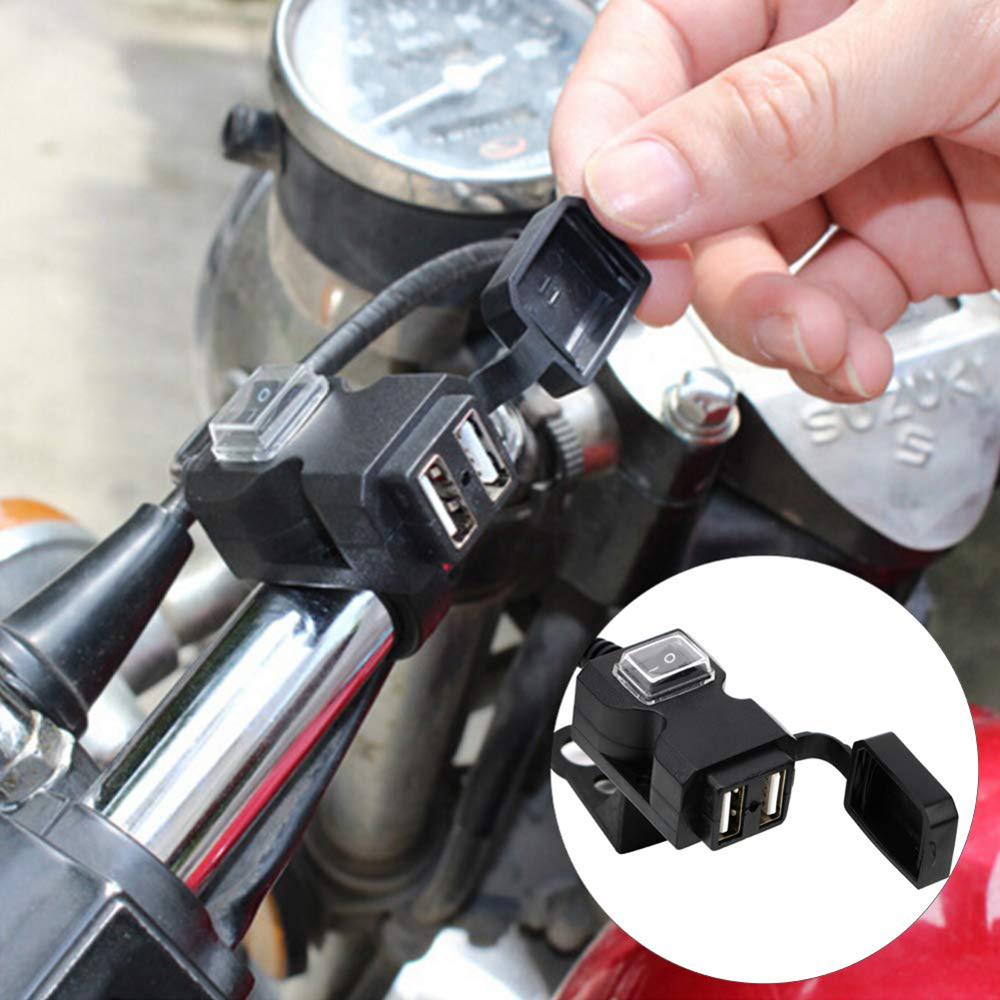 Dual USB Port 9-24V/9-90V 1A And 2.1A Waterproof Motorbike Motorcycle Handlebar Charger Adapter for Mobile Phone