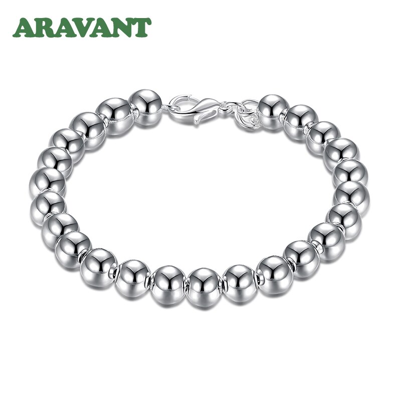 925 Silver Bead Chain Bracelet For Women Silver Jewelry Accessories Wide 4mm 6mm 8mm 10mm