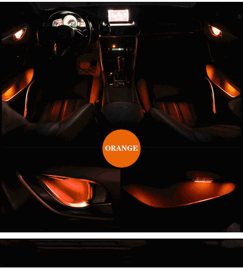 4 stücke Auto Umgebungs LED Licht Auto Innen Tür Schüssel griff Armlehne Licht Auto Tür Innen Dekorative Atmosphäbetreffend Lampe Universal-: Orange