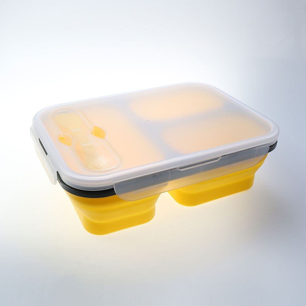 Silicone world 1300ml Silicone Collapsible Portable Lunch Box Large Capacity Bowl Lunch Bento Box Folding Lunchbox Eco-Friendly: Silver