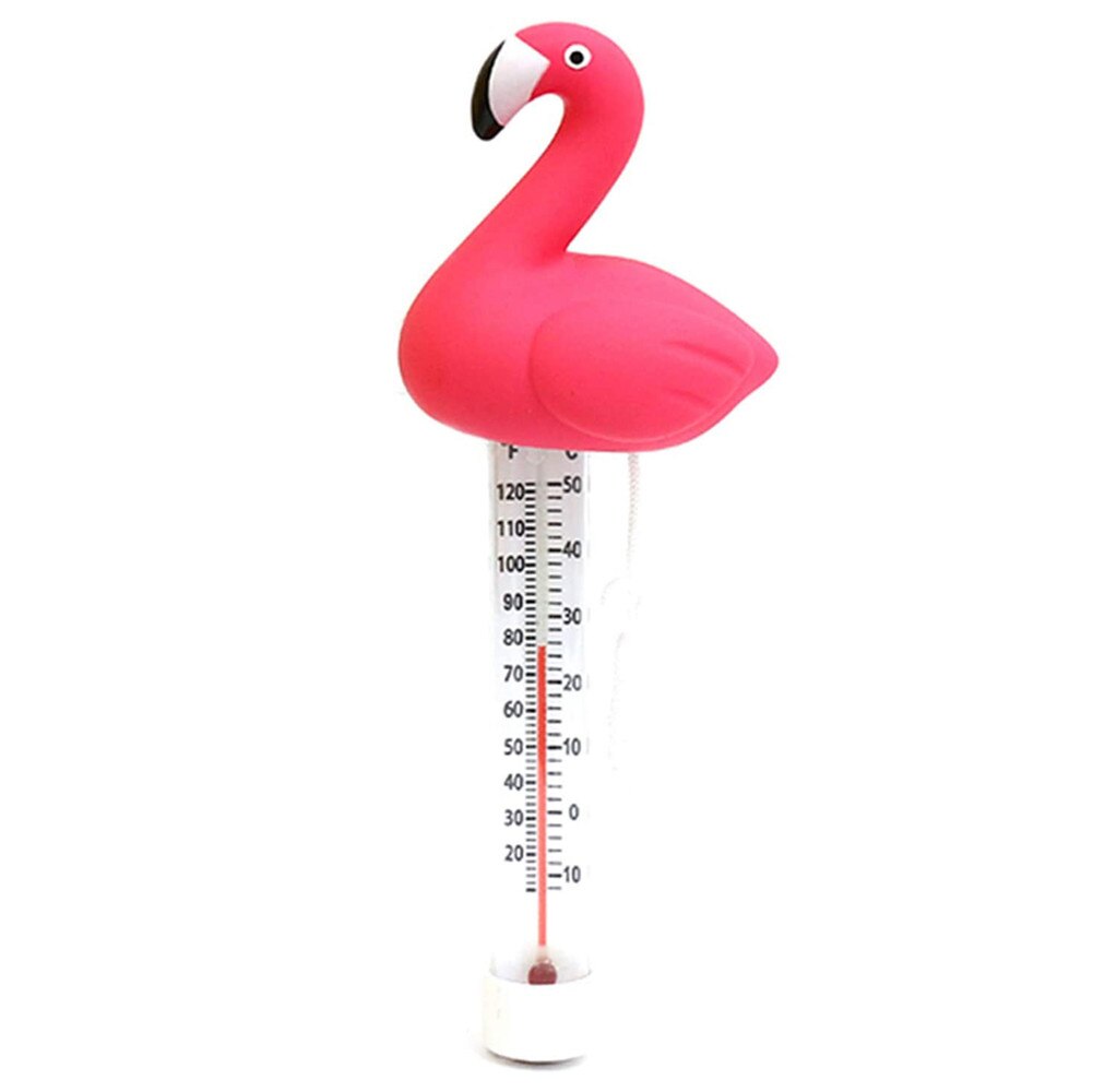 Vanntermometer flamingo flytende holdbart svømmebassengtermometer tegneserie damtemperaturmonitor