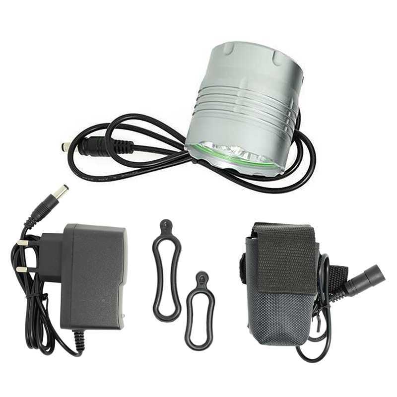 Wasafire 7000lm 5*  xml  t6 led sykkel lys sykkel hodelykt sykling frontlys mtb frontlys  + 18650 batteripakke  + 8.4v lader: Lampe 6400 mah batteri