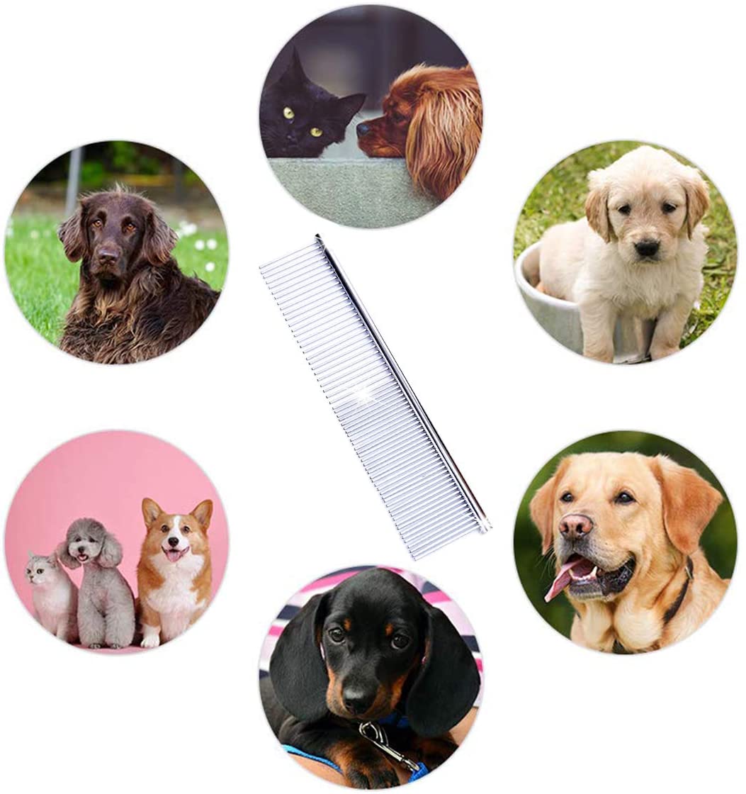 Pet Comb, Dog and Cat Long Hair Comb, Stainless Steel Combing