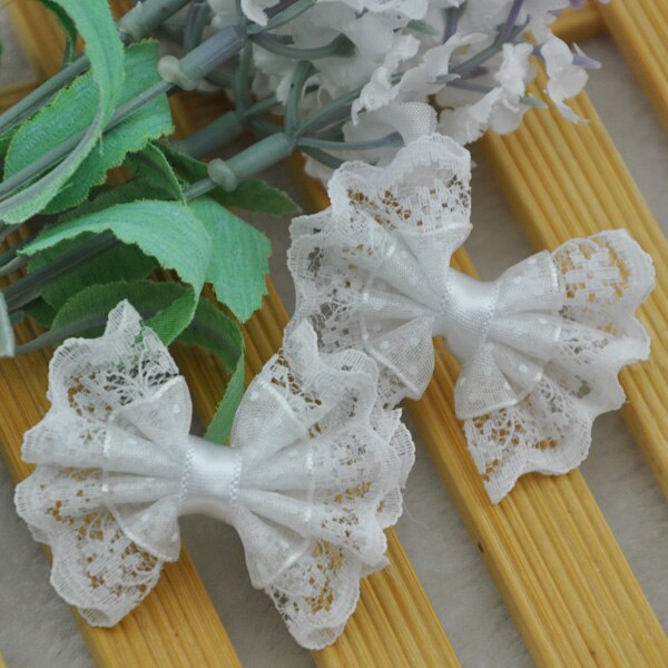 Lace Organza Ribbon Bows, Flores Applique, Decoração do casamento, A088, 20pcs: Laranja