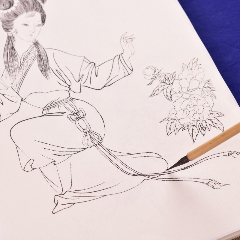 Meticulous White Drawing Manuscript Ripe Rice Paper Watercolor Chinese Painting Character Lady Drawing Carta Riso for Beginners