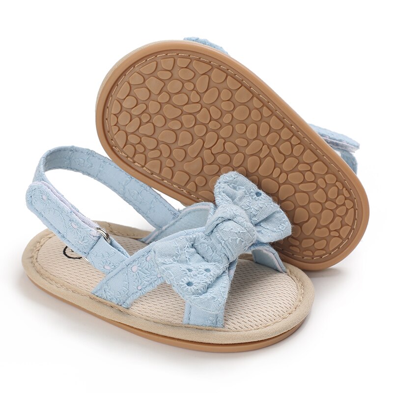Zapatos planos para bebé y niña, zapatillas de verano con lazo fresco, suela de goma suave, antideslizantes