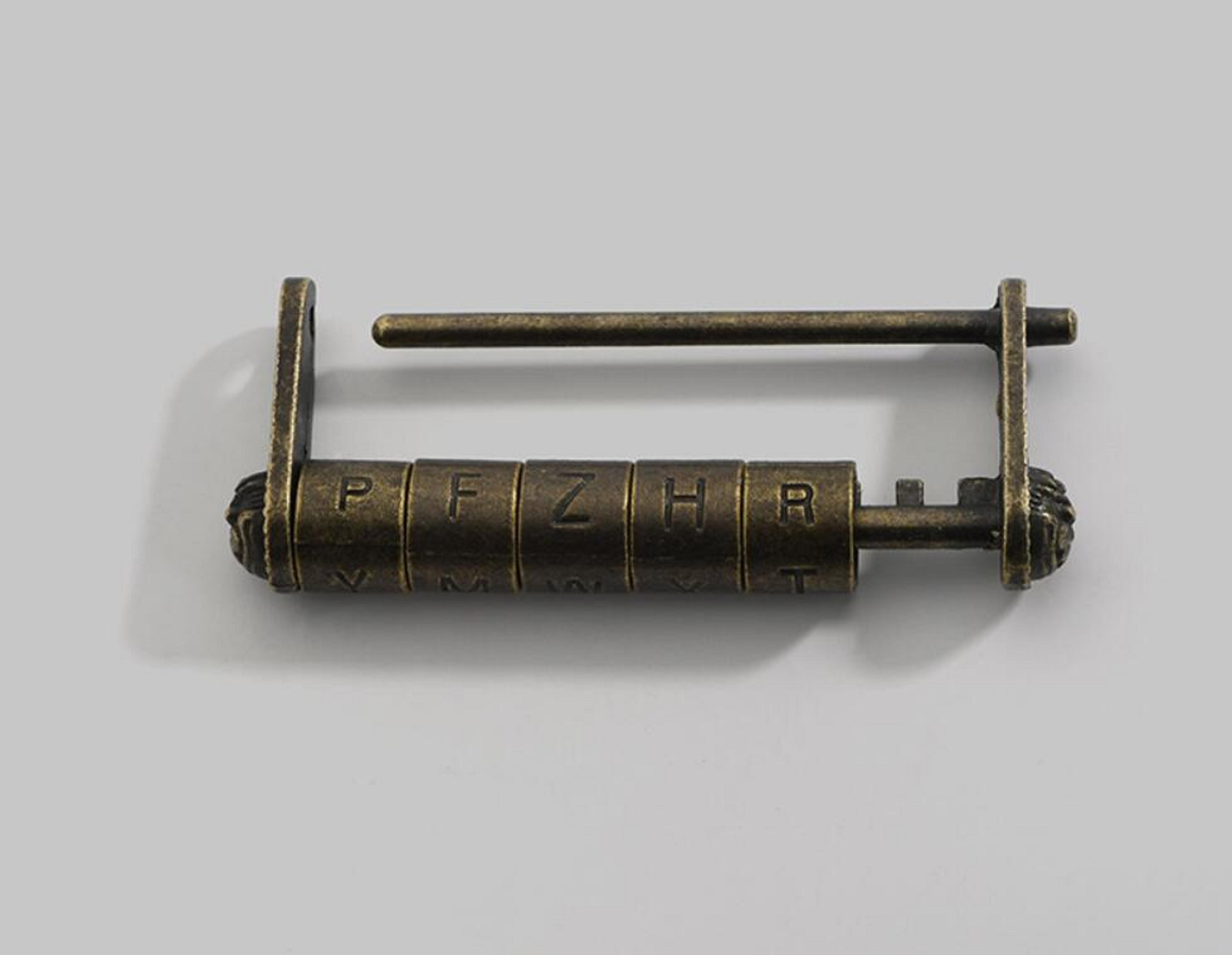 Vintage / Antique Da Vinci Code Lock Bronze/Brass Hand Carved Solid Figure English alphabet Leonardo da Vinci; DaVinci; Léonard