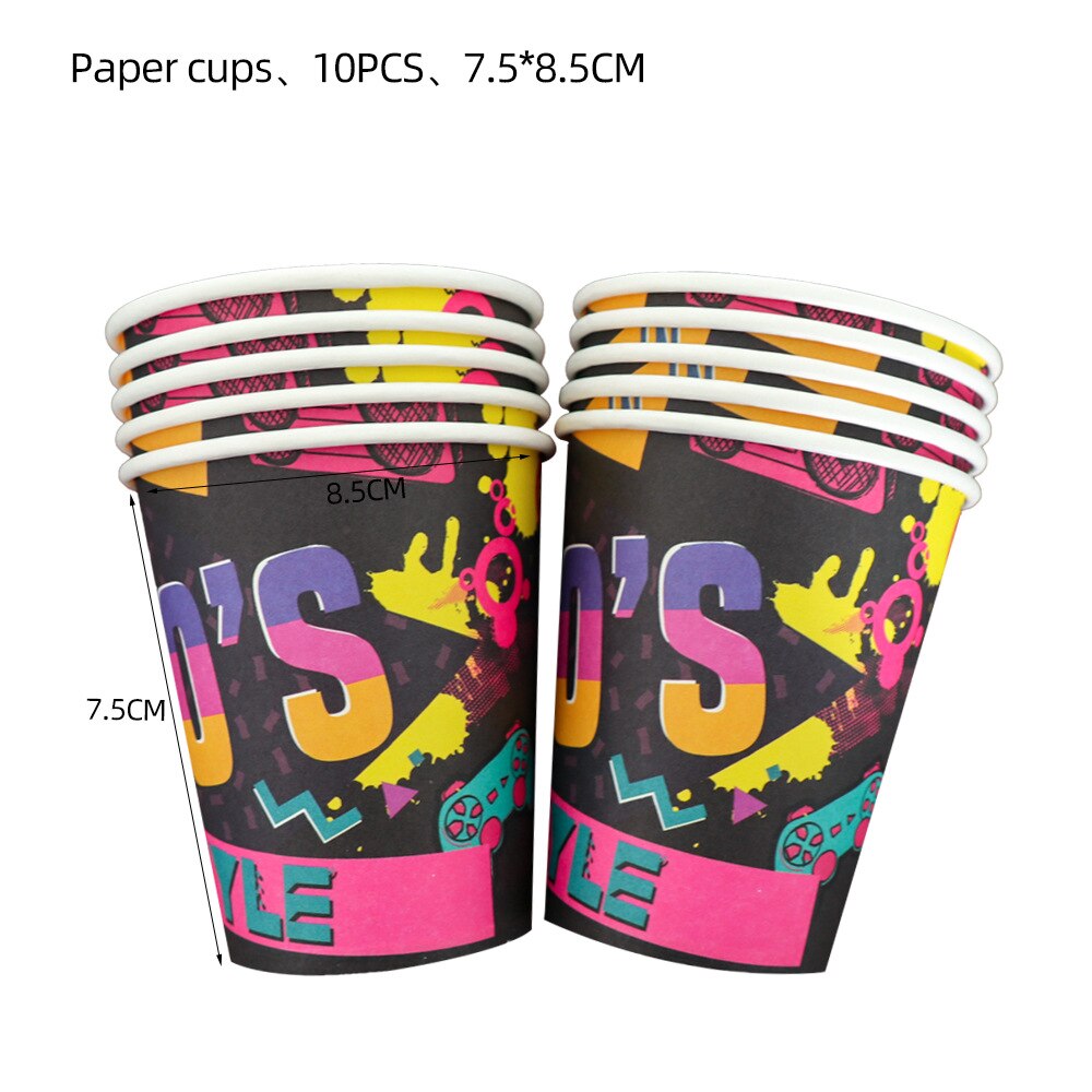 Suministros para fiestas de los 90, platos de papel, servilletas, vasos, cubiertos de plástico, decoraciones de mesa para fiestas temáticas de los años 90, mujeres, hombres y amigos, cumpleaños, 90